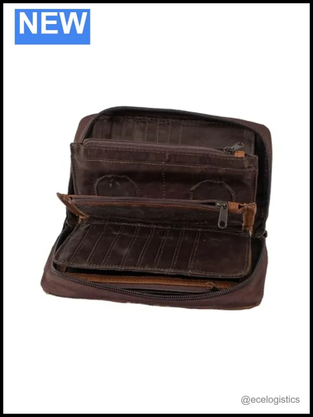 Genuine Full Grain Leather Multifunctional Travel Organizer Clutch Wristlet